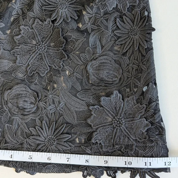 Fashion Nova Denise Sheer Mesh Flower Embroidered Hi-Rise Flare Pants Black sz L - Picture 12 of 17